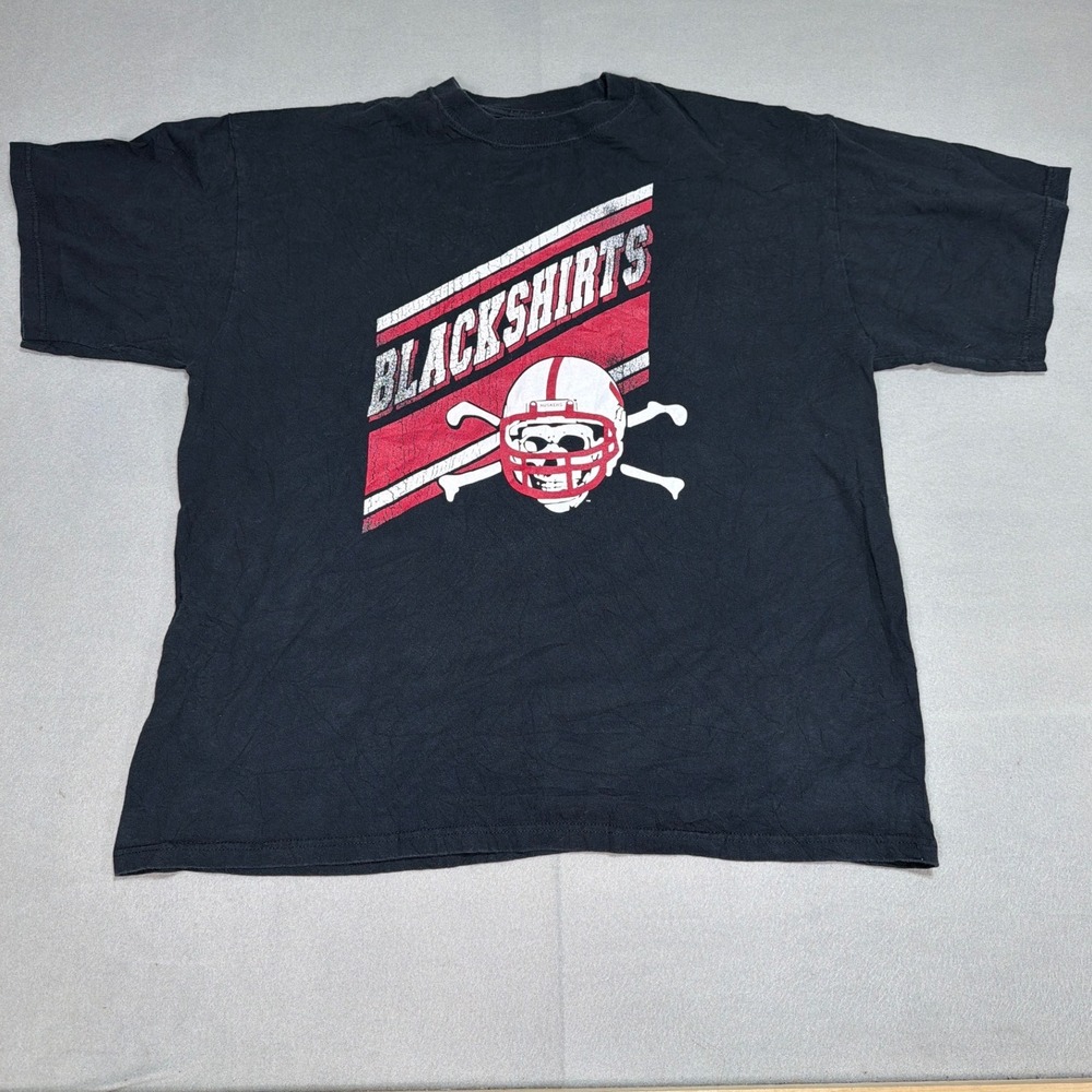 Jones & Mitchell Nebraska Huskers Blackshirts T-Shirt Mens XL Black Football Tee